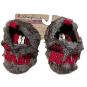 Dearfoams Baby Bear Furry Slippers Size 3-6 Months